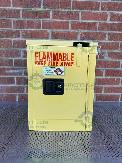 Used SECURALL 4 GALLON FLAMMABLE LIQUID STORAGE CABINET W/ SOFT CLOSE DOOR, SHELF Biological Safety Cabinets | Equipment Lab #486631