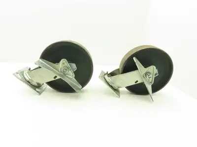 Colson 5-8-138 Caster Wheel Swivel 8" x 2" w/Lock Cast Iron 9-1/2" H Lot of 2