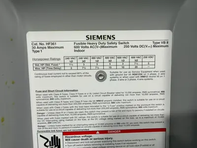Used SIEMENS HF361 Disconnects Ohio US | HGR 24 #1284771