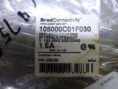 Brad Connectivity 105000C01F030 Mini-Change A Size Cordset New