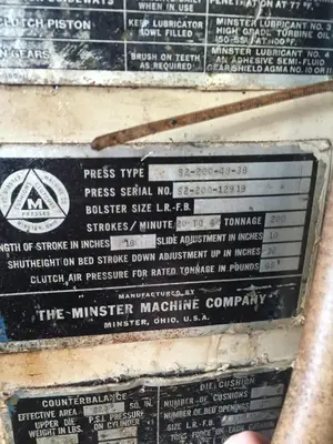 USED MINSTER S2-200-48-36
