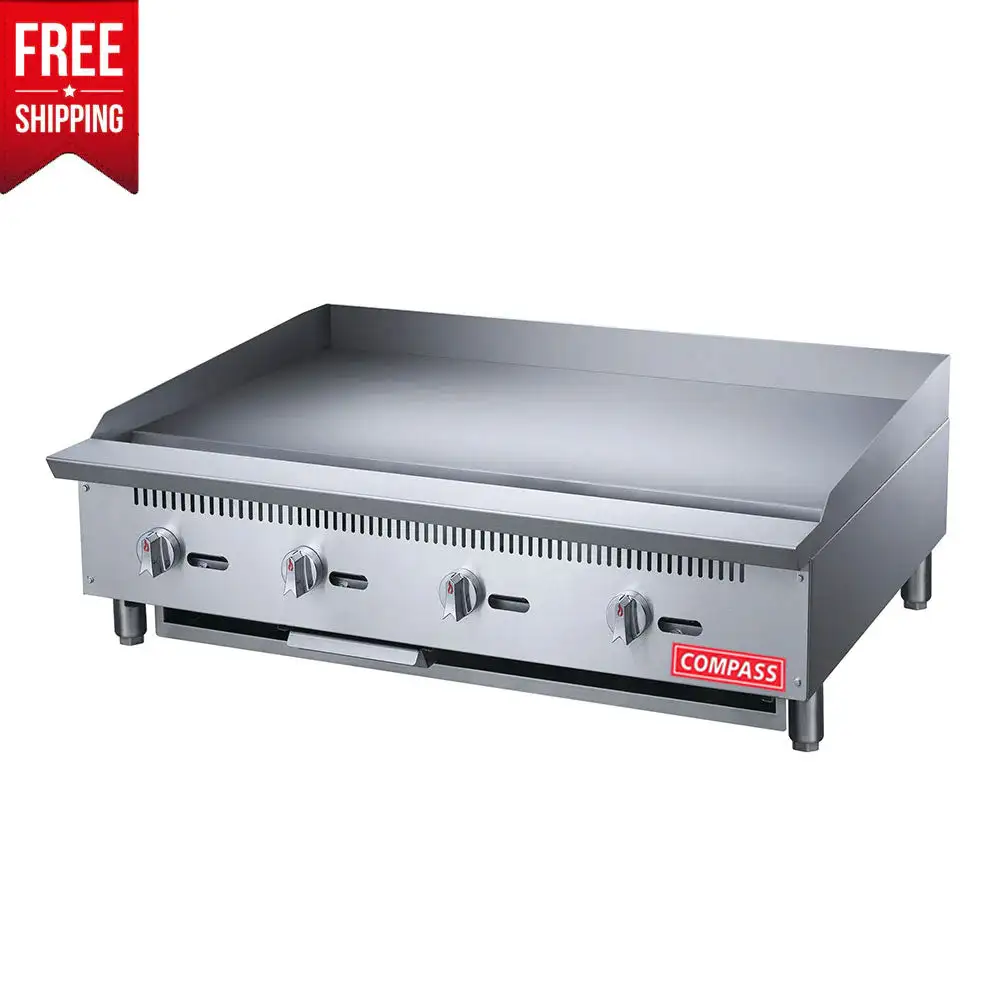 Compass DCGM48 48" Countertop Gas Griddle – 4 Burners, 120,000 BTU