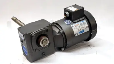 110047.00,HF72150KB5HP16 | Leeson 110047.00 Electric Motor w/ Boston Gear HF721-50K-B5-HP-16 Speed Reducer - Used