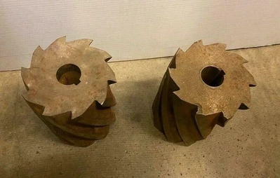 Lot of 2 Vintage HSS Mill Cutters 8" x 6" Rusty Steam Punk Steel Metal