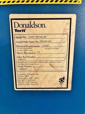 Used DONALDSON EASY TRUNK QS Dust Collectors Ohio US | Surplus Asset Holdings #1276208