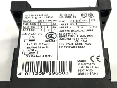 Used Siemens SIRIUS Contactor 3-Pole 24VDC 4kW 400V 9A PLC Contactors Michigan US | Maverick Industrial Sales #1401995