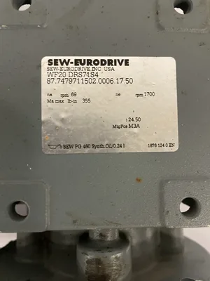 Sew-Eurodrive WF20 DRS71S4 Gear Drive/Speed Reducer/Gearmotor 24.50:1