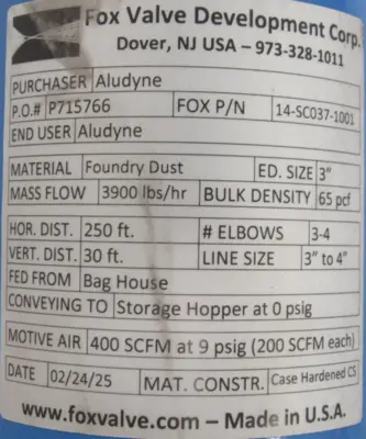 NEW FOX VALVE 14-SC037-1001 VALVE 3" 14SC0371001
