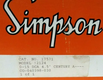 NEW SIMPSON MODEL 2124 PANEL METER 0-15 DCA
