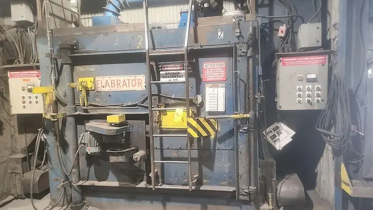 Used WHEELABRATOR 6FT SWING TABLE BLAST MACHINE Tumble Shot Blaster (Tumblast) | World Equipment and Machine Sales #394326