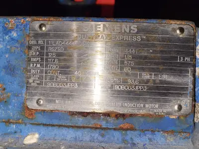 125 hp, 575 volts, 1780 rpm, 444T Electric Motor