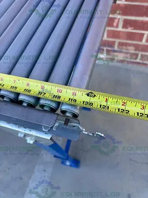 USED ROLL-AWAY HEAVY DUTY ROLLER CONVEYOR 10' X 18" W/ ADJUSTABLE LEGS