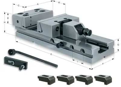 ROHM 150mm MSR Machine Vise 200mm (CC) W/Draw-Down Jaws MSR-150/SPW200 (STK)