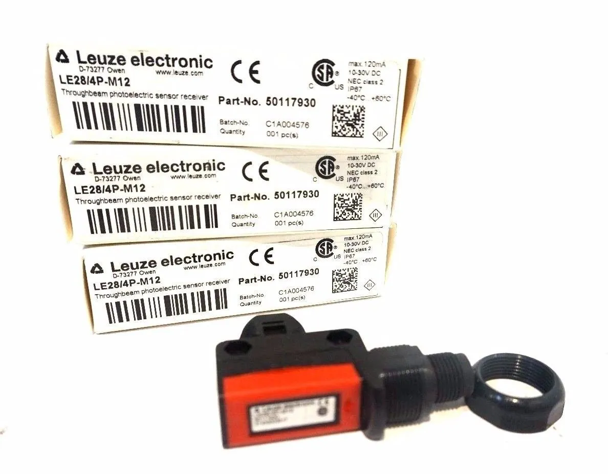 3 NEW LEUZE 50117930 PHOTO SENSOR RECEIVER LS28/9D-M12
