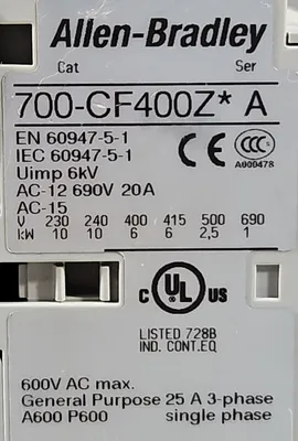 Allen-Bradley 700-CF400Z* Ser A Industrial Control System. 4D-17.