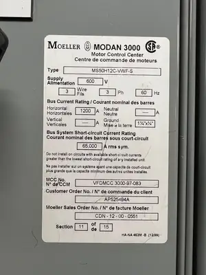 Modan 3000 VFD MCC, 600V, 3-Ph, 1200A, 15 Sections