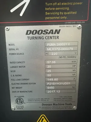 2017 DOOSAN PUMA 2600SY II Lathes, CNC (3-Axis or More) | Great American Equipment Company (21)