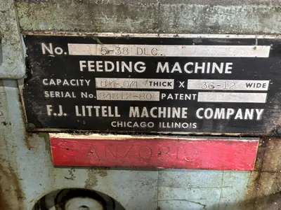 36” X .024 (12” X .074”) LITTELL MODEL 5-38DLC COIL FEEDER: STOCK #21340