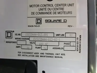 USED SQUARE D MODEL 6
