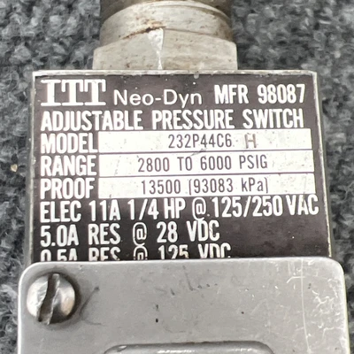 Used ITT 232P44C6 Pressure Switches California US | Davliegogo LLC #1707090