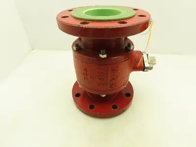 WKM DynaSeal 350 Green Poly Lined 3Pc Chemical Ball Valve 3" Flanged 8-Bolt