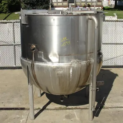 SPC6894  Kettle 1000 gallon Lee hemispherical bottom kettle, Stainless Steel