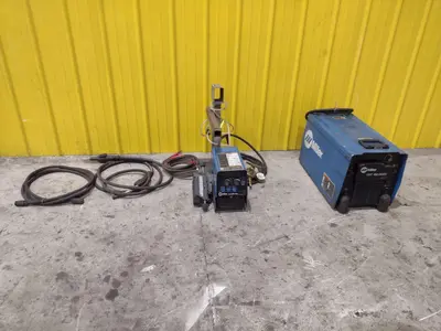 MILLER XMT450 CC CV WELDER & S74 MPA PLUS FEEDER: STOCK #23484