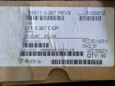 16511-3-387 CSP High Pressure Grinding Roll Studs (Box of 50)