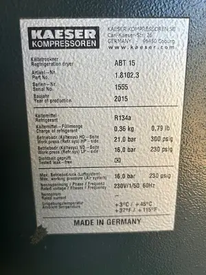 Used 2015 KAESER SM 15 Rotary Screw & Sliding Vane Air Compressors British Columbia CA | Lenmark #237649