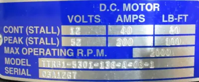 NEW KOLLMORGEN TTRB1-5301-138-A-03-1 DC MOTOR 11BRW-300-C-1 TTRB15301138A031