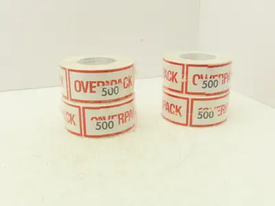 Uline S-10798 "Overpack" Air Label 500/Roll 2 1/2 x 6" High Gloss Lot of 4 Rolls