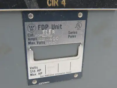 Westinghouse FDP325R Safety Disconnect Switch 400A 240VAC 100Hp 3Ph Fused