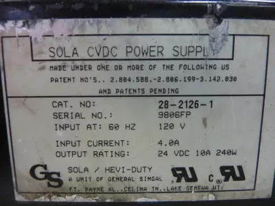 USED SOLA ELECTRIC 28-2126-1