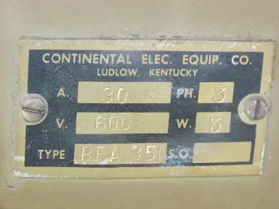 Continental Electric PFA 351 Fusible Panelboard Switch 30A 3P 600VAC