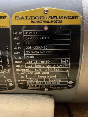 Baldor J1210B 10HP Electric Motor 3500RPM 208-230/460V 3PH -NIB