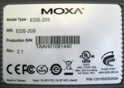 Used MOXA EDS-205 Automation Control (HMI) New Hampshire US | Bitter End Trading #1471304