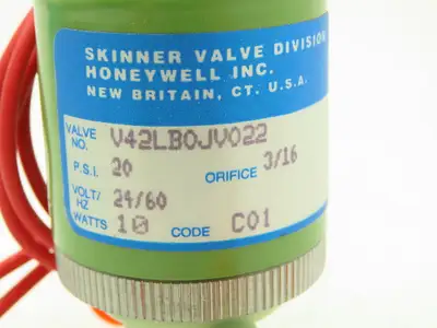Honeywell Skinner V42LB0JV022 Solenoid Valve 2-Way (NC) 24V/60 20 PSI 3/8" Hose