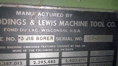 Used 1963 GIDDINGS & LEWIS #3 JIG BORER Horizontal Table Type Boring Mills Pennsylvania US | Hadanich Machine #1443521