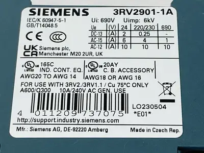 3RV2901-1A | Siemens  Auxiliary Contact Block Switch 6kV 690V - New Other