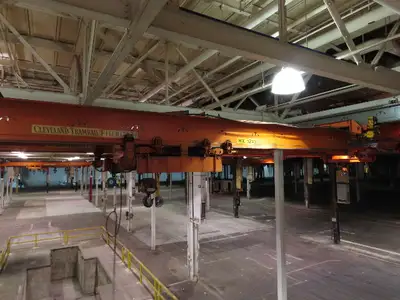 Cleveland Tramrail P&H 11 Ton Double Girder Underhung Bridge Crane 34' 10" Span
