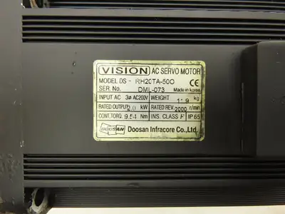 Vision DS-RH20TA-50O AC Servo Motor 2kW 2000 RPM 200V 12.3A 3PH Encoder TA/17ABS