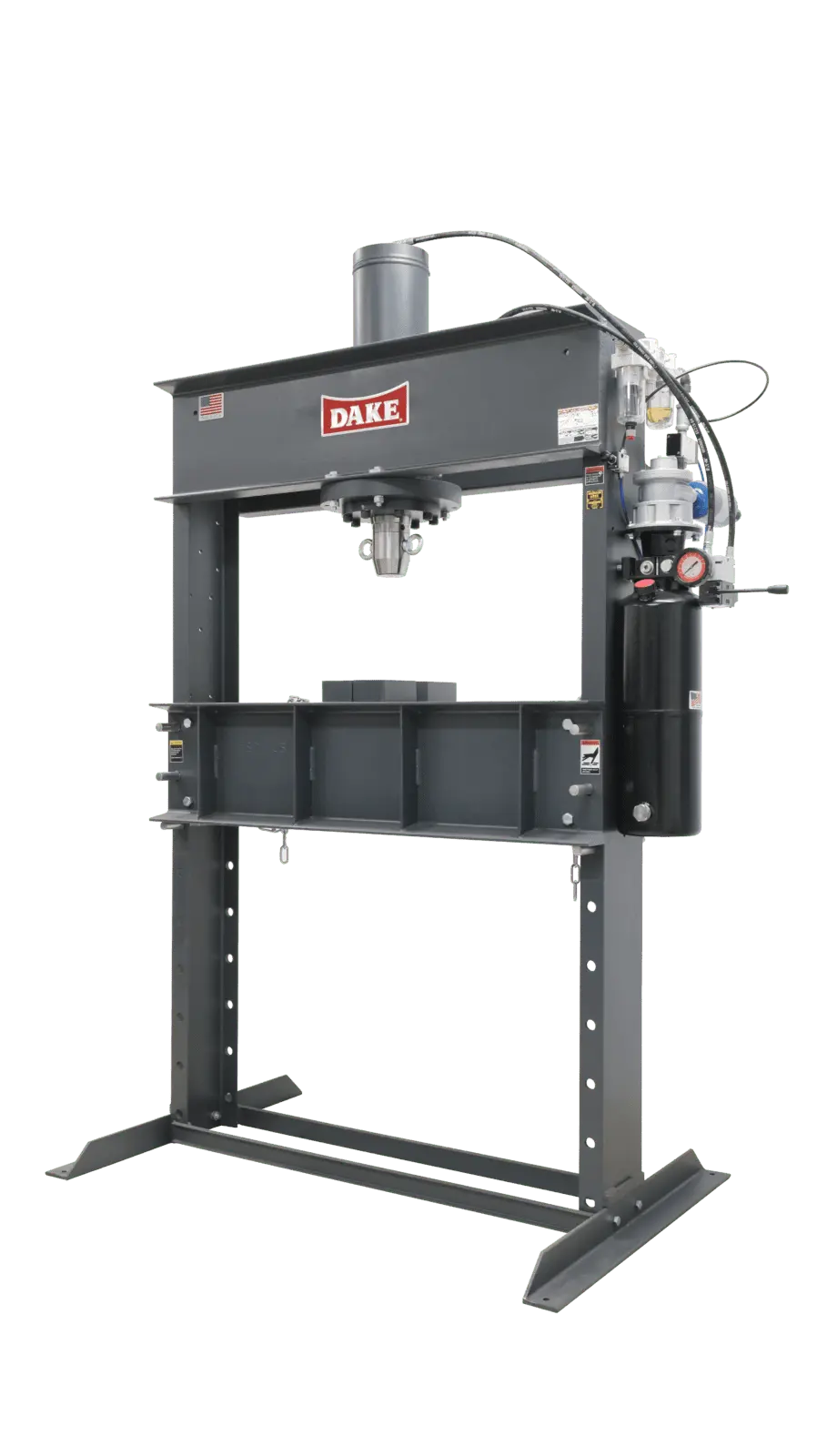 Dake, 50-ton Electrically Operated H-frame, 110v-1ph, Press Type Hydraulic, Max. Pressure 50 Tons, Model Force 50DA-AIR