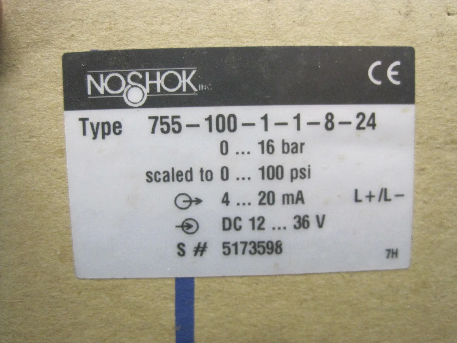 New Noshok 755-100-1-1-8-24 Pressure Transmitter 75510011824