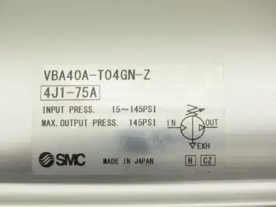 SMC VBA40A-T04GN-Z Booster Regulator 0-145psi 1/2"NPT