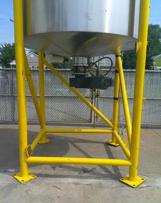 SPC9203  Tank 1900 gallon vertical tank, Stainless Steel, bottom & 1/3 up the side jacket, 3 hp bottom mounted agitator, dish