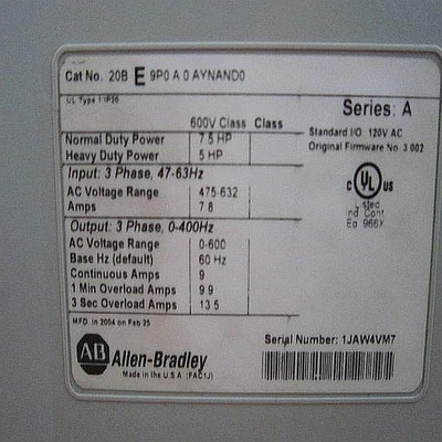 Allen-Bradley Powerflex 700 7.5 hp VFD