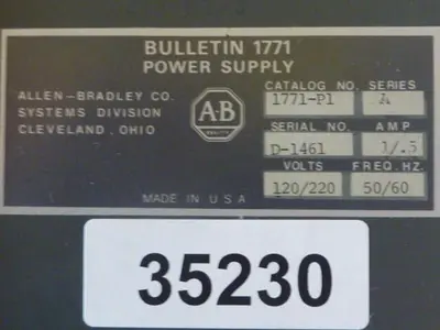 USED ALLEN BRADLEY 1771-P1 SER A