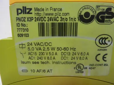 USED PILZ PNOZX3P24VDC24VAC3N/O1N/C1SO