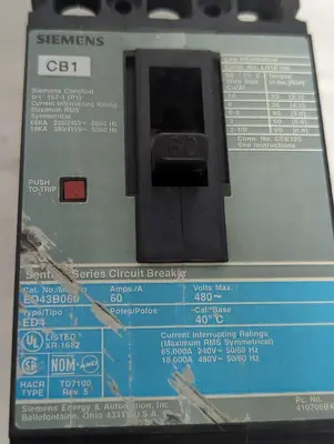 Used SIEMENS ED43B060 Miscellaneous Equipment (Electrical & Power) Ohio US | Surplus Asset Holdings #1262413