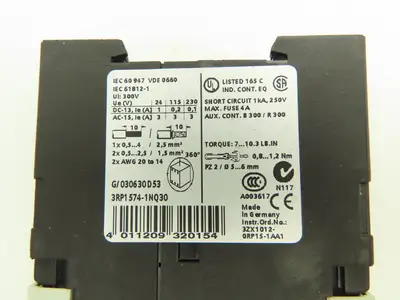 Siemens 3RP1574-1NQ30 Sirius Timing Relay 1 Delayed, 1 Instantaneous NO Contacts